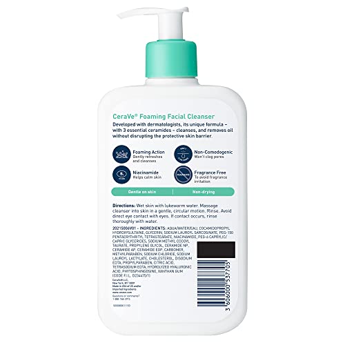 CeraVe Foaming Face Wash for Oily Skin, 16 fl oz Fragrance-Free